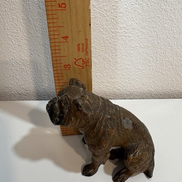 Realistic Antique Cold Painted Bronze Figure Bulldog Dog Patina - Picture 11 of 11